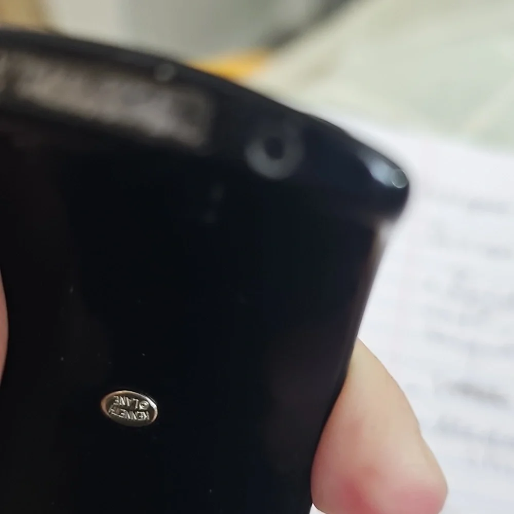 Kenneth Jay Lane Art Deco-Style Wide Cuff Braclet, Enamel & Rhinestone Medallion - Picture 8 of 15